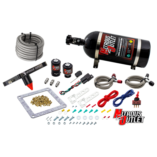 Nitrous Outlet 4500 Stinger 3 System - Braided Hoses/.122 Nitrous Solenoid/.177 Fuel Solenoid/Universal Solenoid Brackets ...