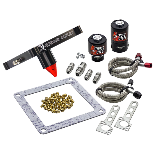Nitrous Outlet 4500 Stinger 3 Solenoid Forward Conversion Kit - Braided Hoses/.122 Nitrous Solenoid/.177 Fuel Solenoid/Uni...