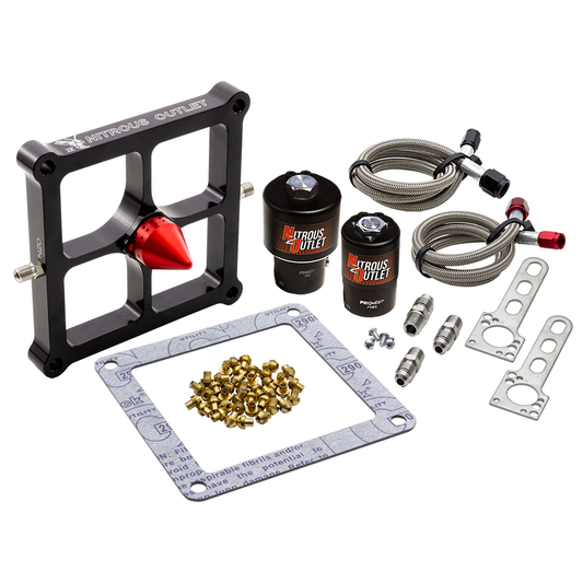 Nitrous Outlet 4500 Stinger 4 Race Solenoid Forward Conversion Kit - Braided Hoses/.178 Trashcan Nitrous Solenoid/.310 Fue...