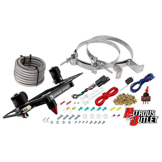Nitrous Outlet 4500 Stinger 3 System - Hard-line/.122 Nitrous Solenoid/.177 Fuel Solenoid/Boomerang Solenoid Bracket - (Ga...