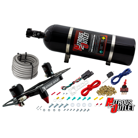 Nitrous Outlet 4500 Stinger 3 System - Hard-line/.122 Nitrous Solenoid/.177 Fuel Solenoid/Boomerang Solenoid Bracket - (Ga...