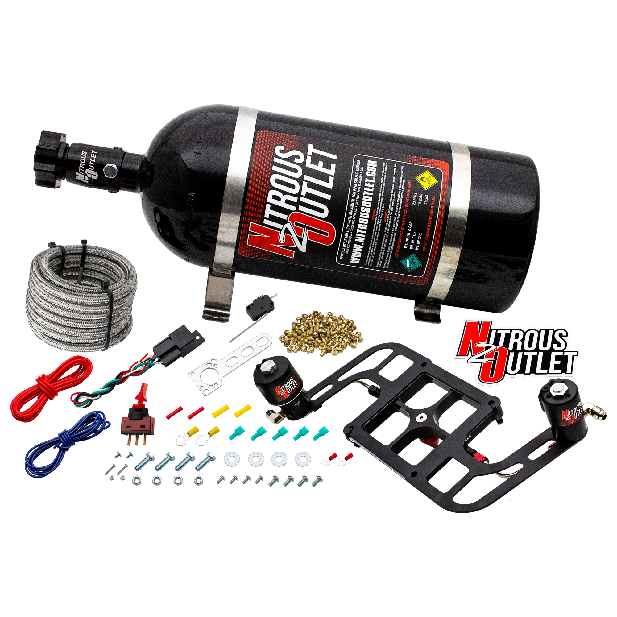 Nitrous Outlet 4500 Stinger 4 Race System - Hard-line/.178 Trashcan Nitrous Solenoid/.310 Fuel Solenoid/Boomerang Solenoid...