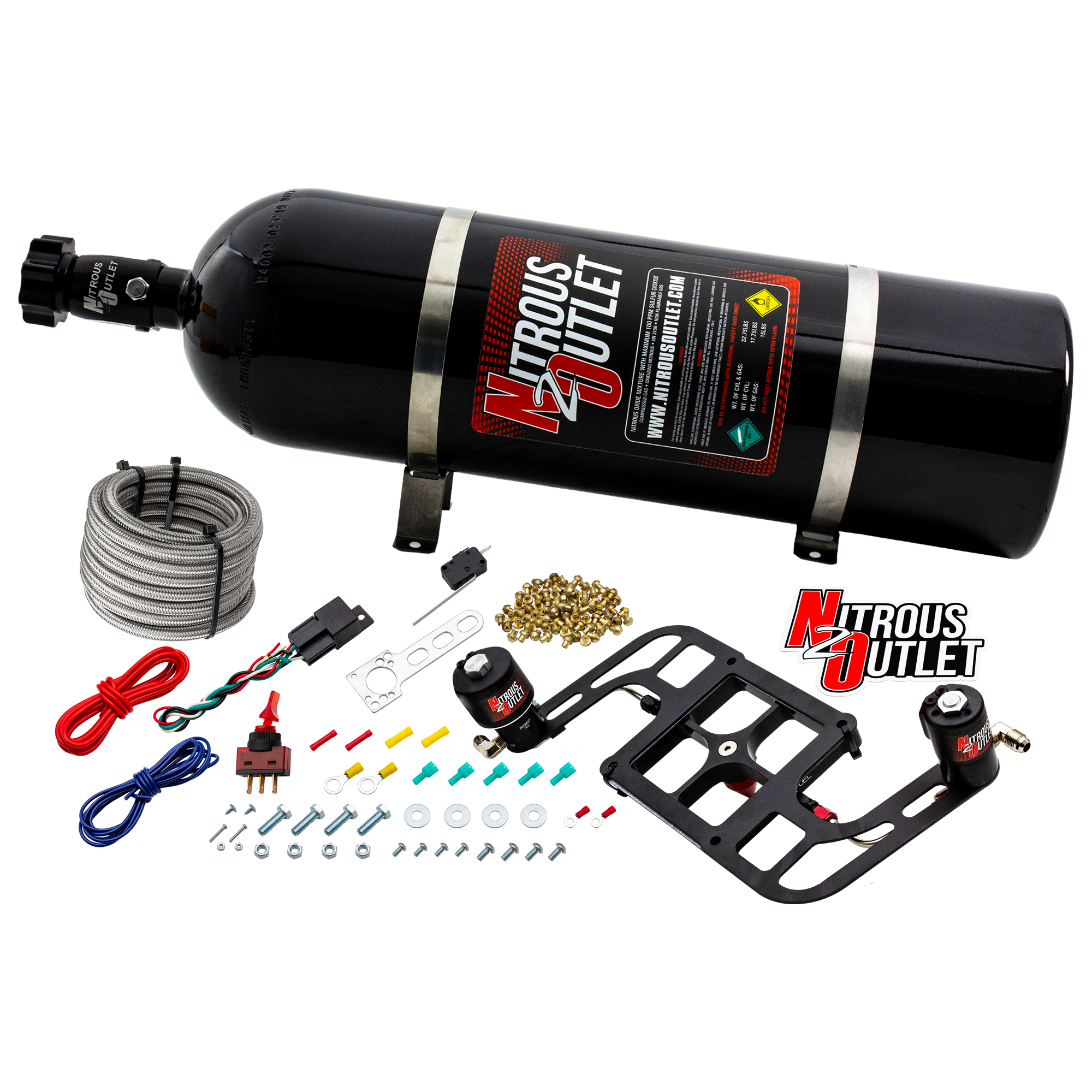 Nitrous Outlet 4500 Stinger 4 Race System - Hard-line/.178 Trashcan Nitrous Solenoid/.310 Fuel Solenoid/Boomerang Solenoid...