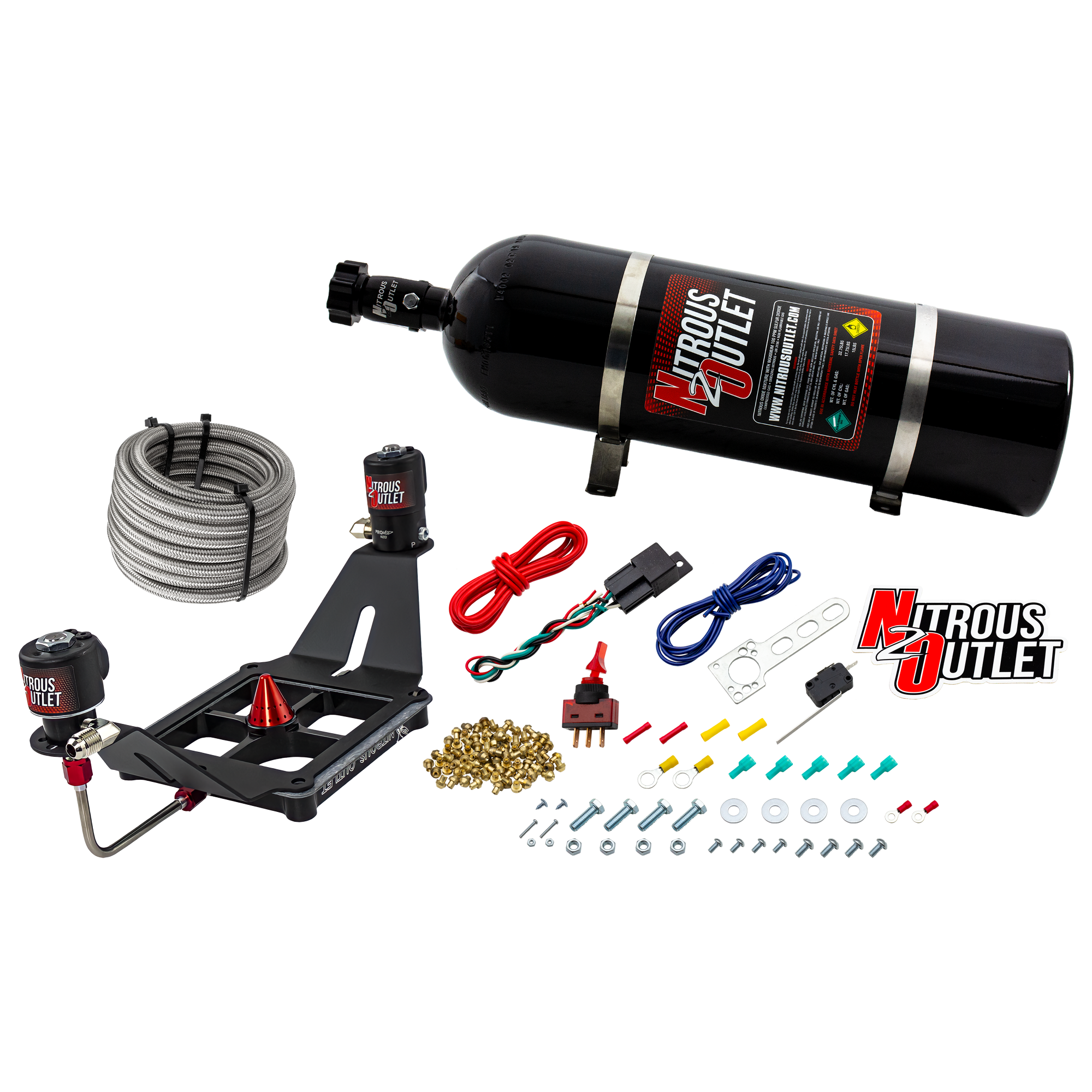 Nitrous Outlet 4500 Stinger 2 System - Hard-line/.122 Nitrous Solenoid/.177 Fuel Solenoid/Deep Break Solenoid Bracket/Sole...