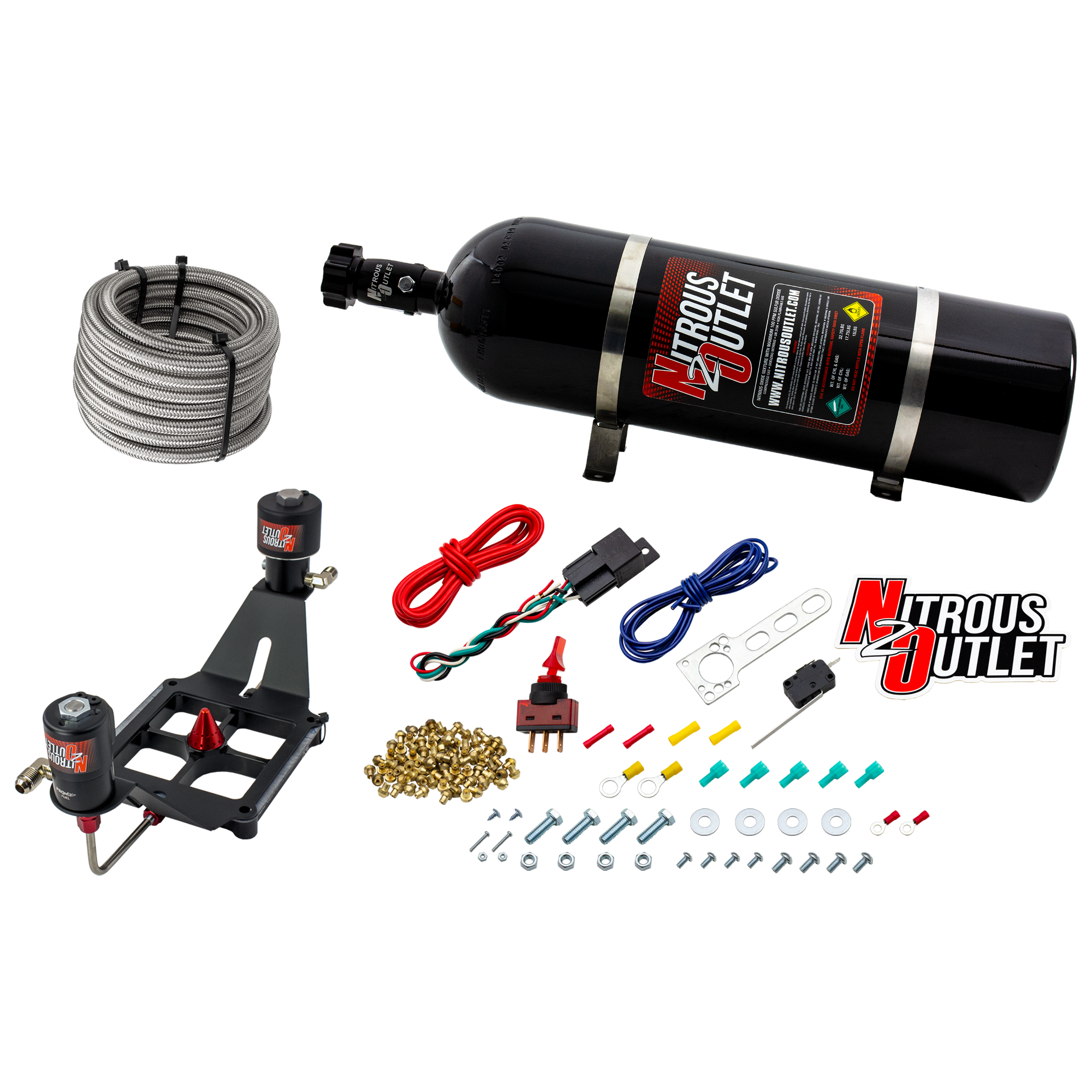Nitrous Outlet 4500 Stinger 2 Race System - Hard-line/.178 Trashcan Nitrous Solenoid/.310 Fuel Solenoid/Deep Break Solenoi...