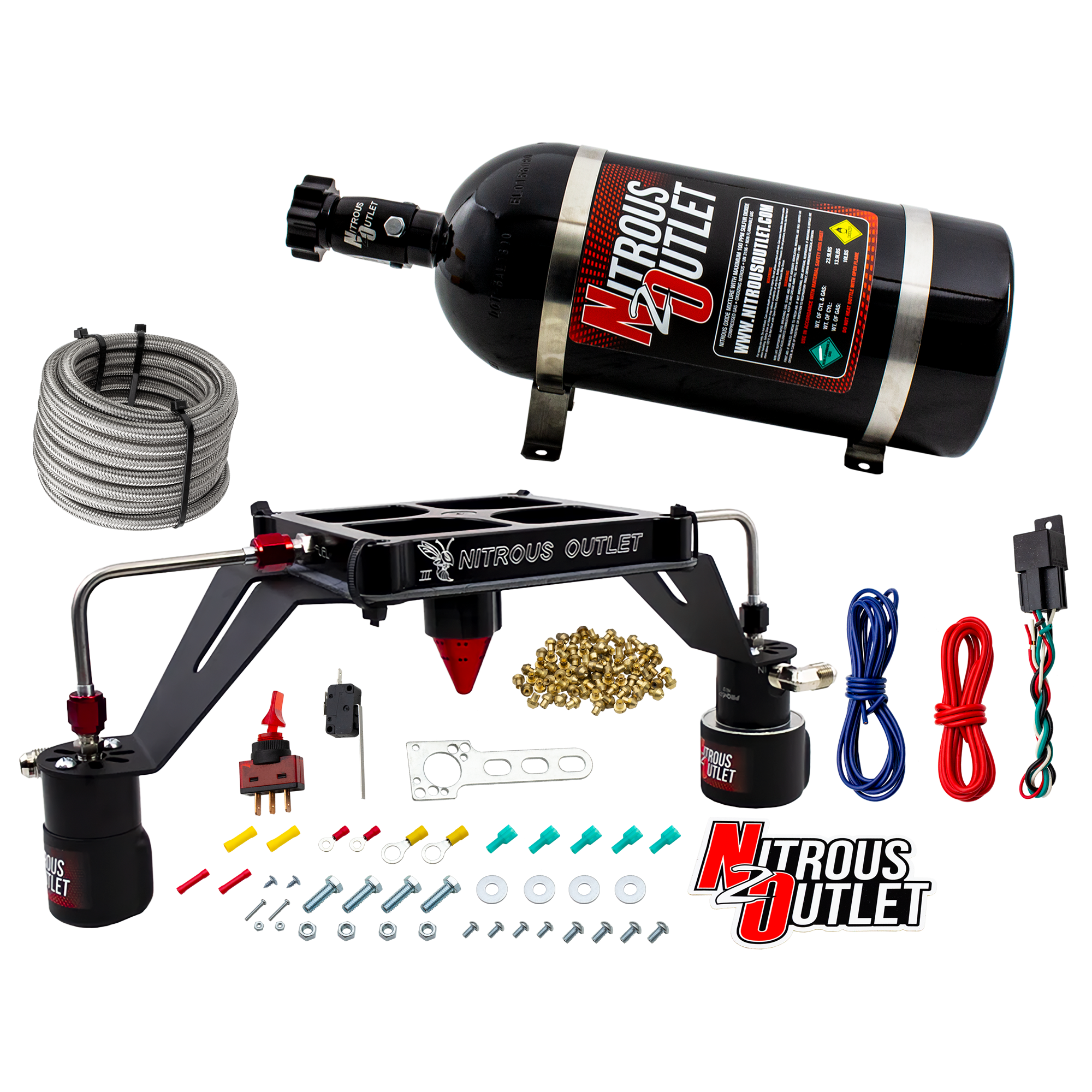 Nitrous Outlet 4500 Stinger 3 Race System - Hard-line/.178 Trashcan Nitrous Solenoid/.310 Fuel Solenoid/Deep Break Solenoi...