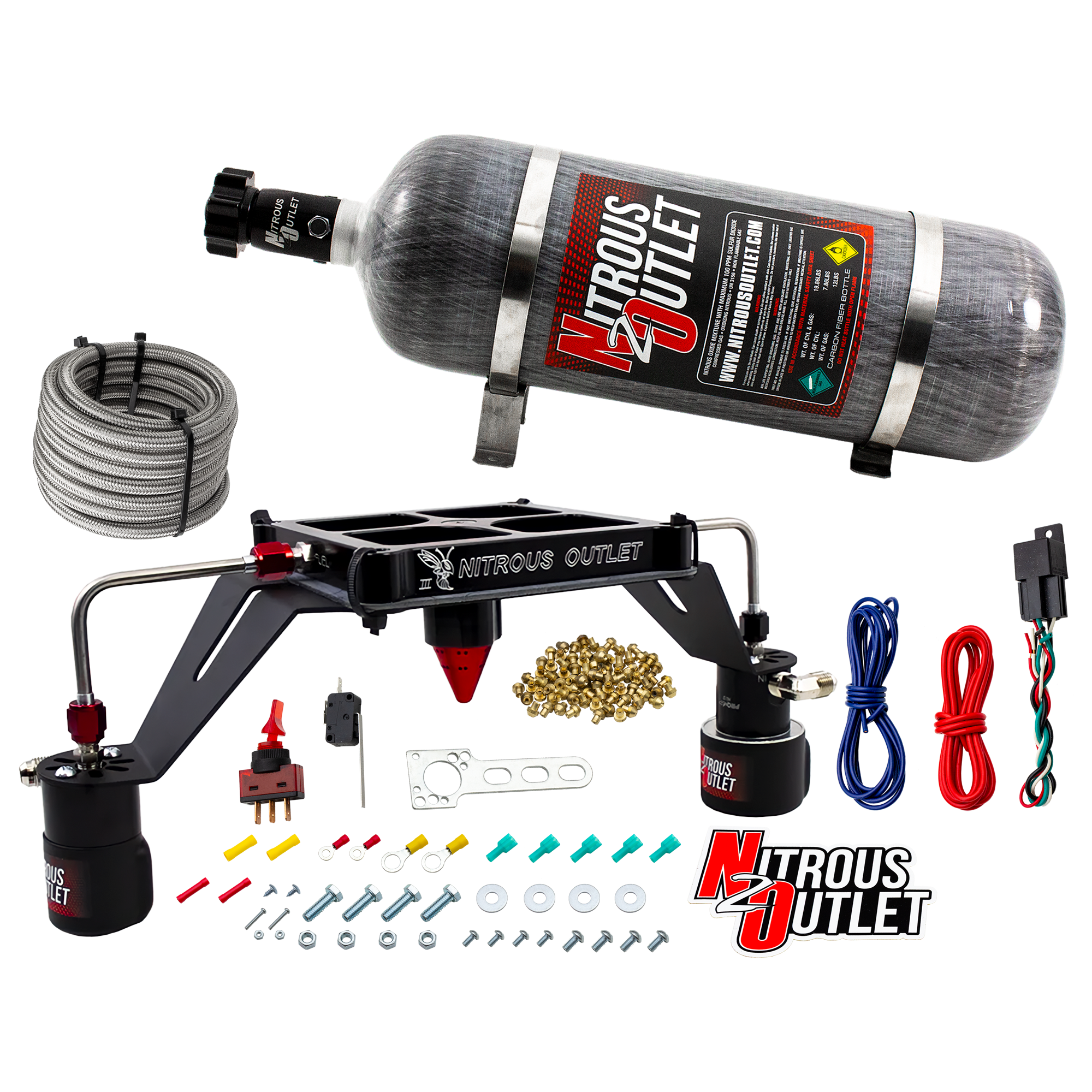 Nitrous Outlet 4500 Stinger 3 Race System - Hard-line/.178 Trashcan Nitrous Solenoid/.310 Fuel Solenoid/Deep Break Solenoi...