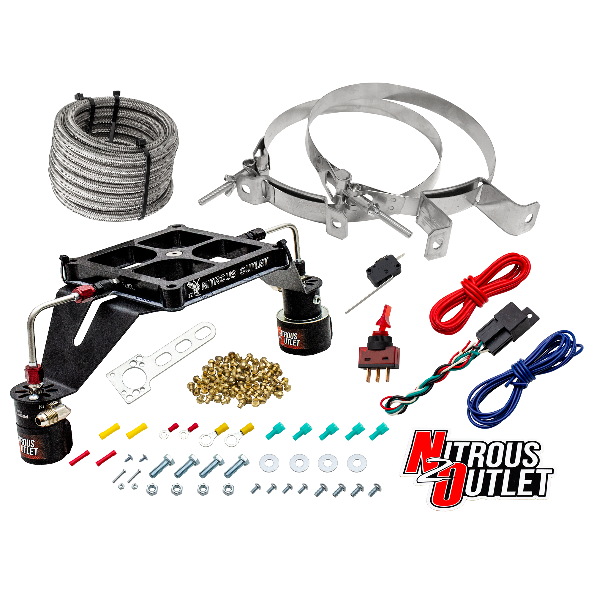 Nitrous Outlet 4500 Stinger 4 Race System - Hard-line/.178 Trashcan Nitrous Solenoid/.310 Fuel Solenoid/Deep Break Solenoi...