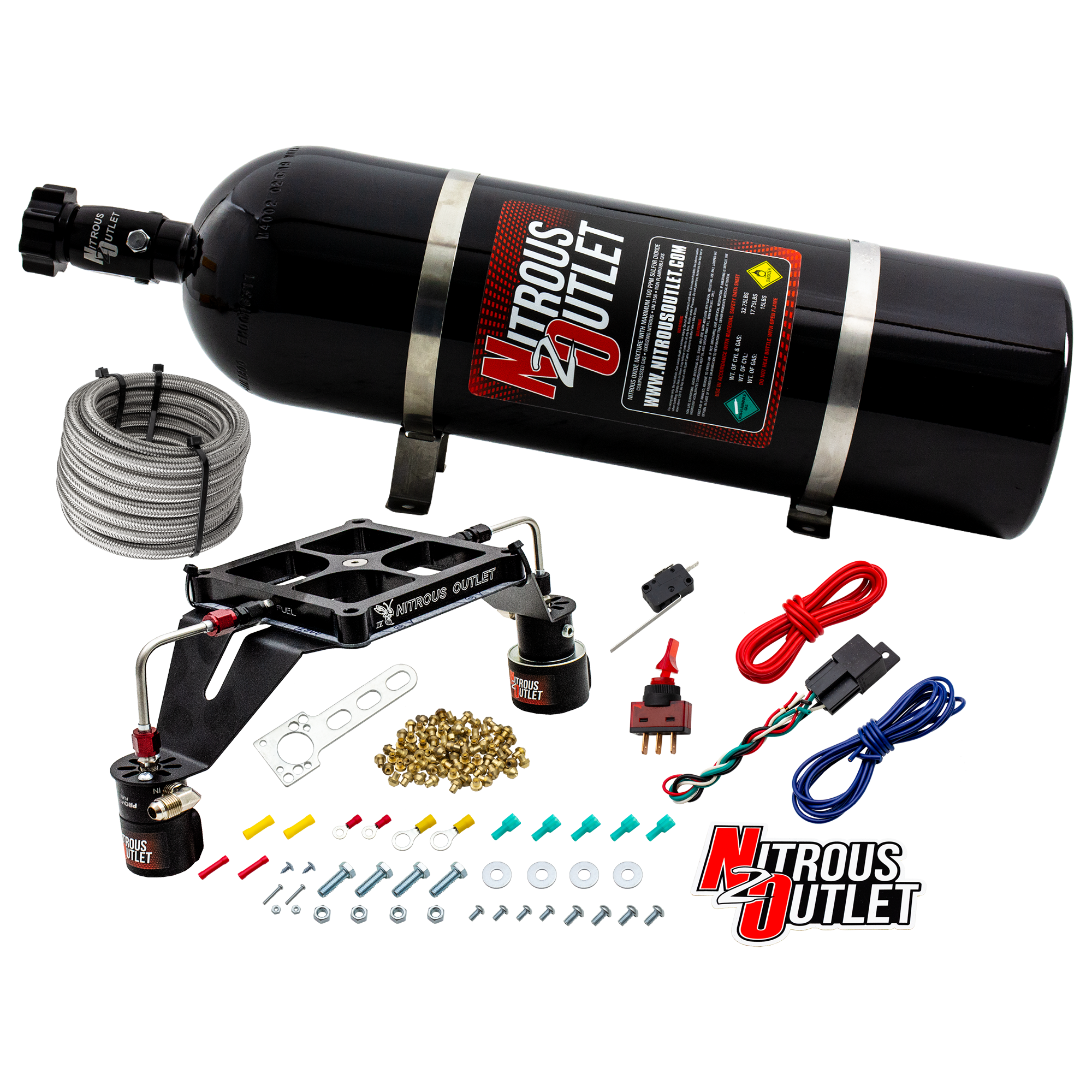 Nitrous Outlet 4500 Stinger 4 Race System - Hard-line/.178 Trashcan Nitrous Solenoid/.310 Fuel Solenoid/Deep Break Solenoi...