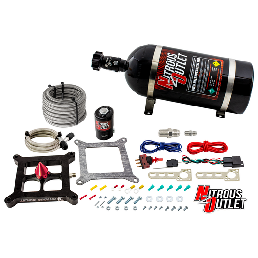 Nitrous Outlet 4150 Stinger 4 Dry System - Braided Hoses/.122 Nitrous Solenoid/Universal Solenoid Bracket - (50-500 HP)(10...
