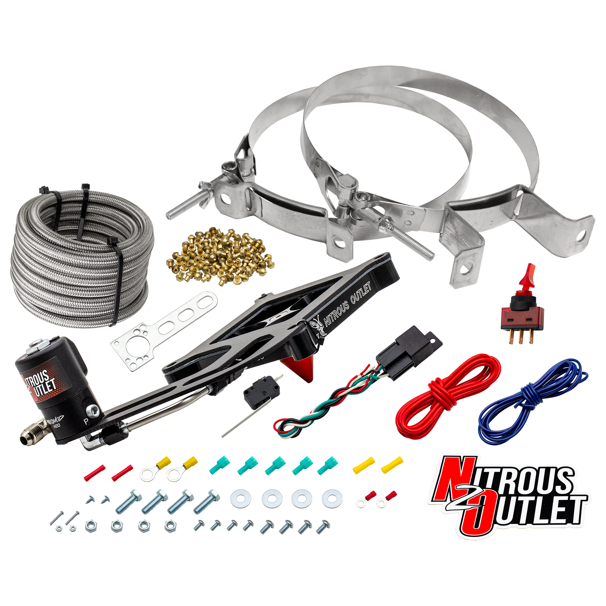 Nitrous Outlet 4150 Stinger 2 Dry System - Hard-line/.122 Nitrous Solenoid/Boomerang Solenoid Bracket - (50-500 HP)(No Bot...