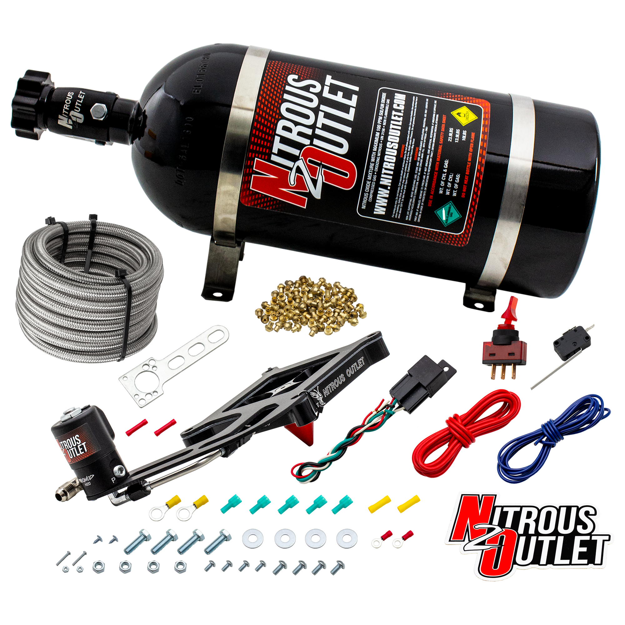 Nitrous Outlet 4150 Stinger 2 Dry System - Hard-line/.122 Nitrous Solenoid/Boomerang Solenoid Bracket - (50-500 HP)(10lb B...