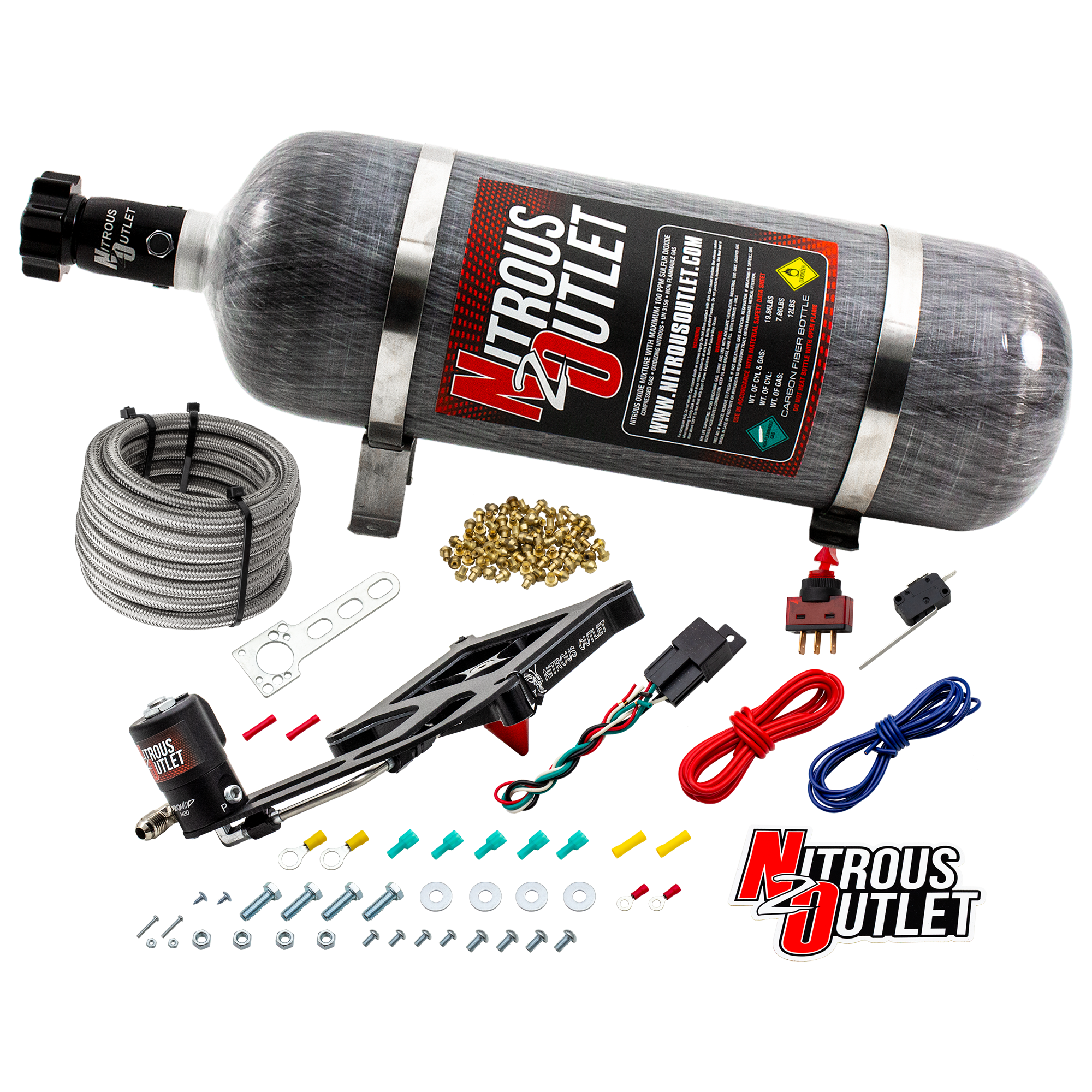 Nitrous Outlet 4150 Stinger 2 Dry System - Hard-line/.122 Nitrous Solenoid/Boomerang Solenoid Bracket - (50-500 HP)(12lb B...