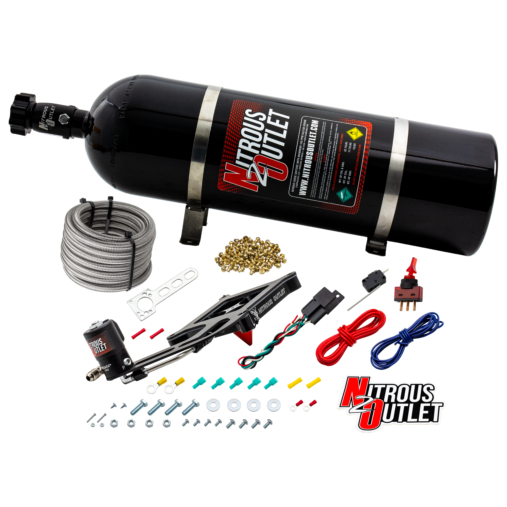 Nitrous Outlet 4150 Stinger 2 Dry System - Hard-line/.122 Nitrous Solenoid/Boomerang Solenoid Bracket - (50-500 HP)(15lb B...