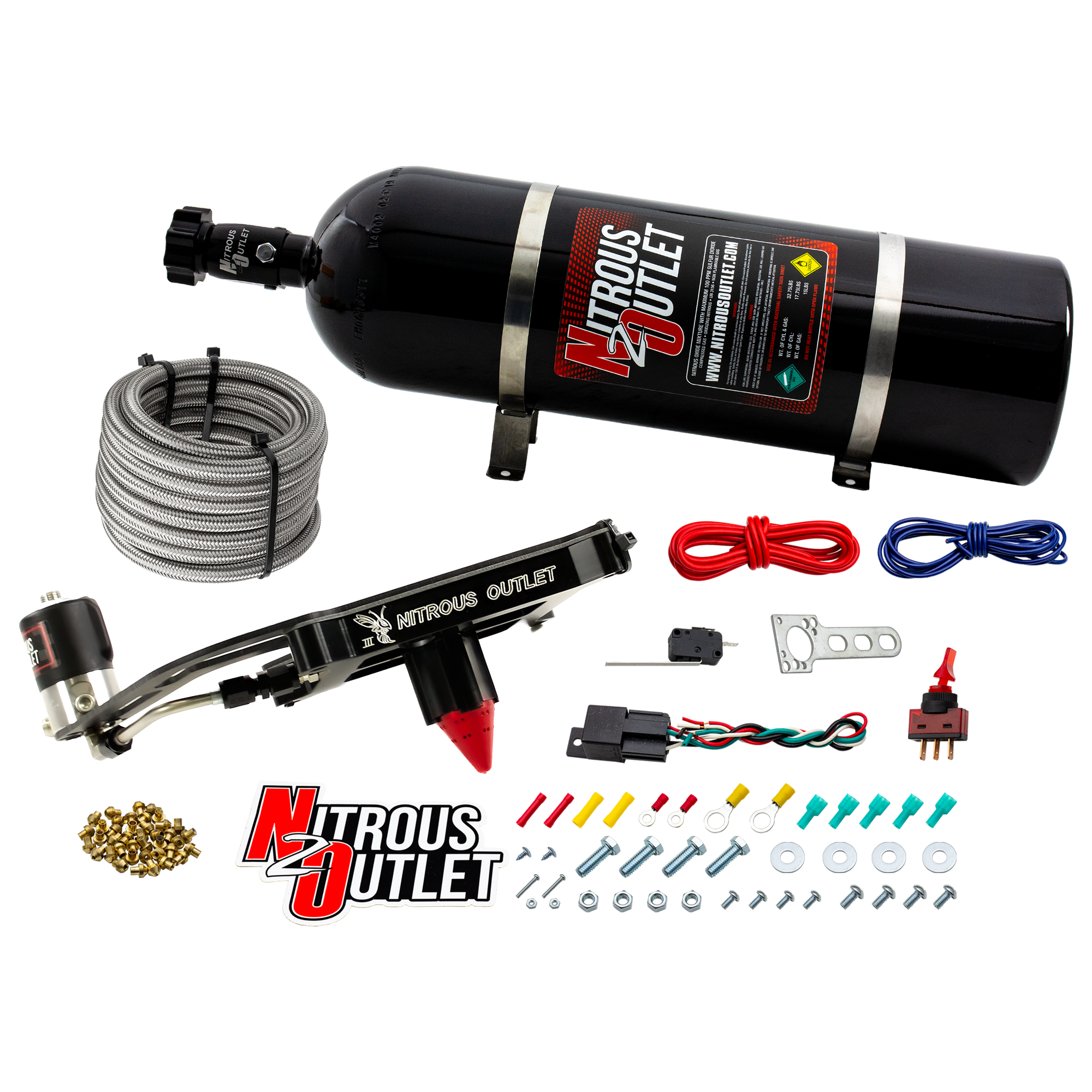 Nitrous Outlet 4150 Stinger 3 Dry System - Hard-line/.122 Nitrous Solenoid/Boomerang Solenoid Bracket - (50-500 HP)(15lb B...