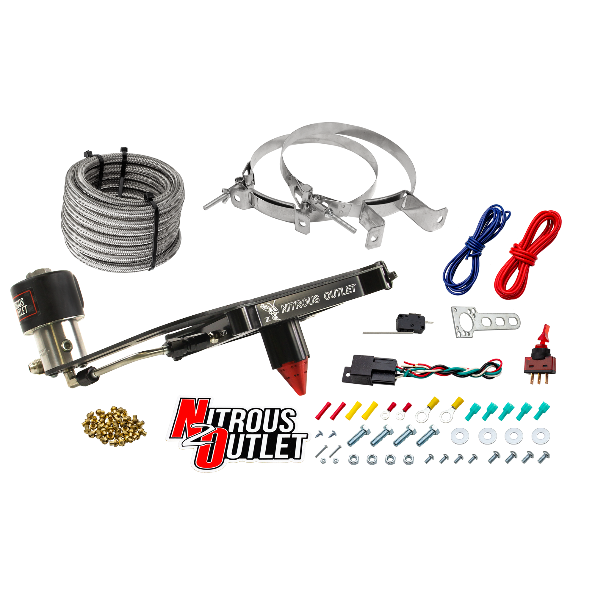 Nitrous Outlet 4150 Stinger 3 Dry Race System - Hard-line/.178 Trashcan Nitrous Solenoid/Boomerang Solenoid Bracket - (50-...