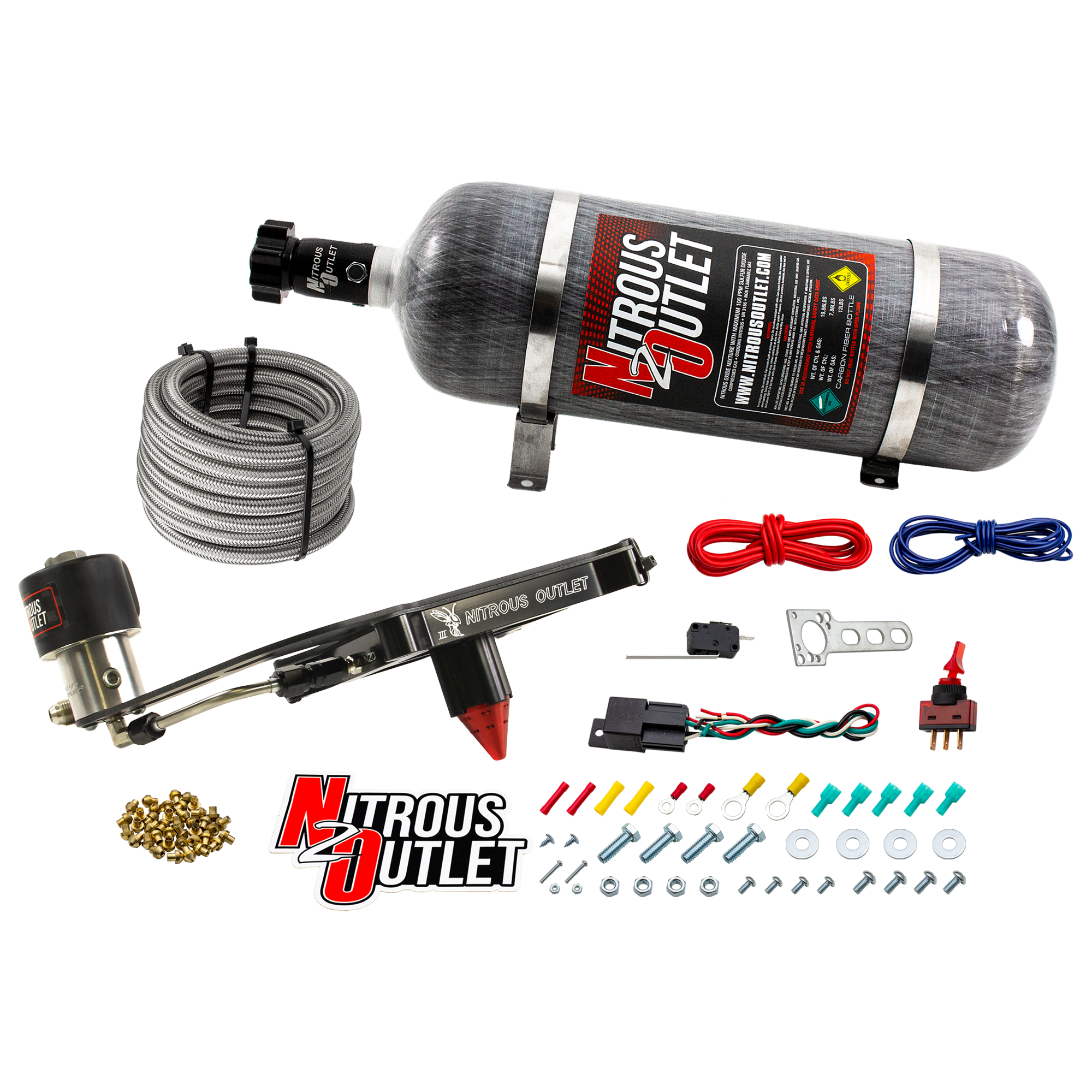 Nitrous Outlet 4150 Stinger 3 Dry Race System - Hard-line/.178 Trashcan Nitrous Solenoid/Boomerang Solenoid Bracket - (50-...