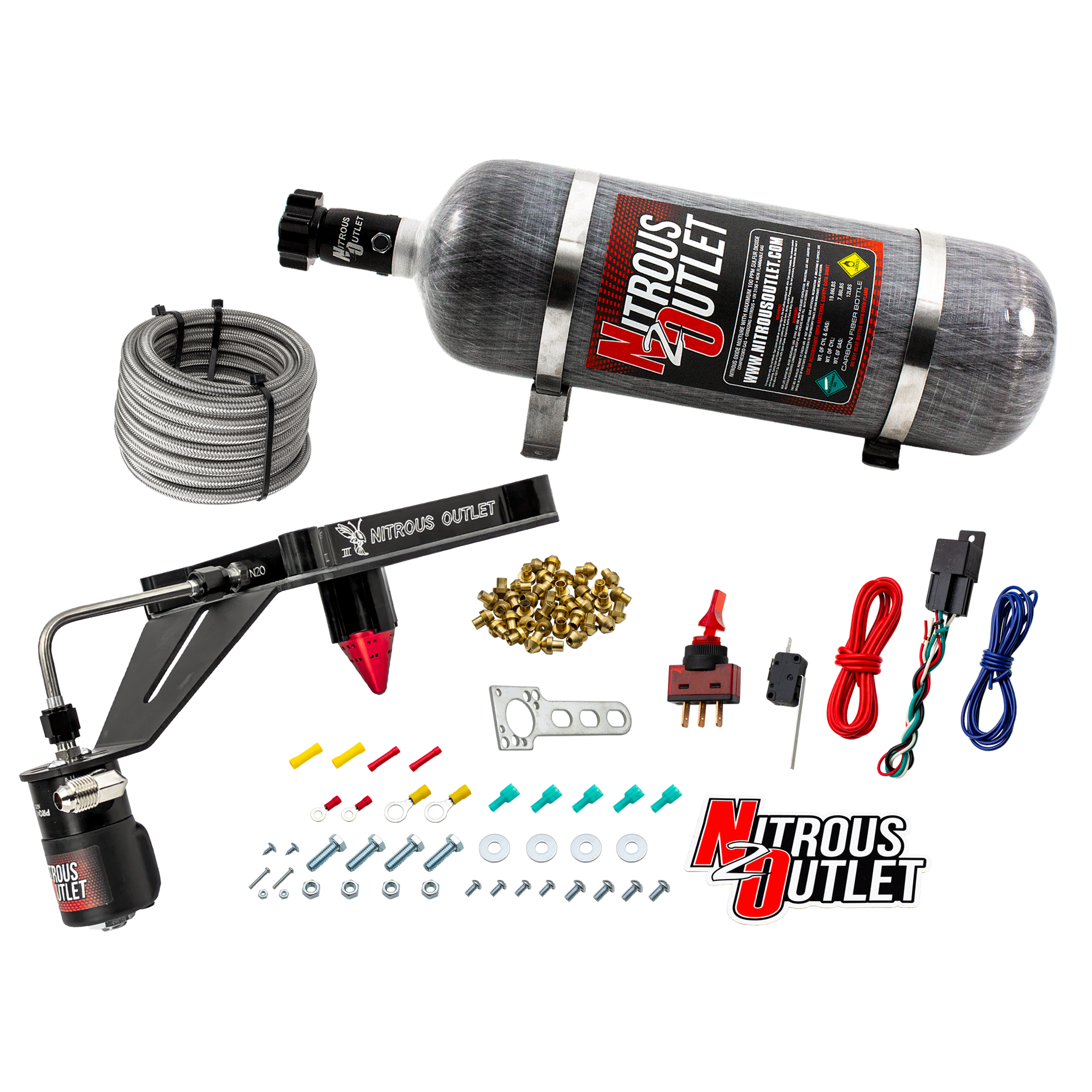 Nitrous Outlet 4150 Stinger 3 Dry System - Hard-line/.122 Nitrous Solenoid/Deep Break Solenoid Bracket/Solenoids Mount Ups...