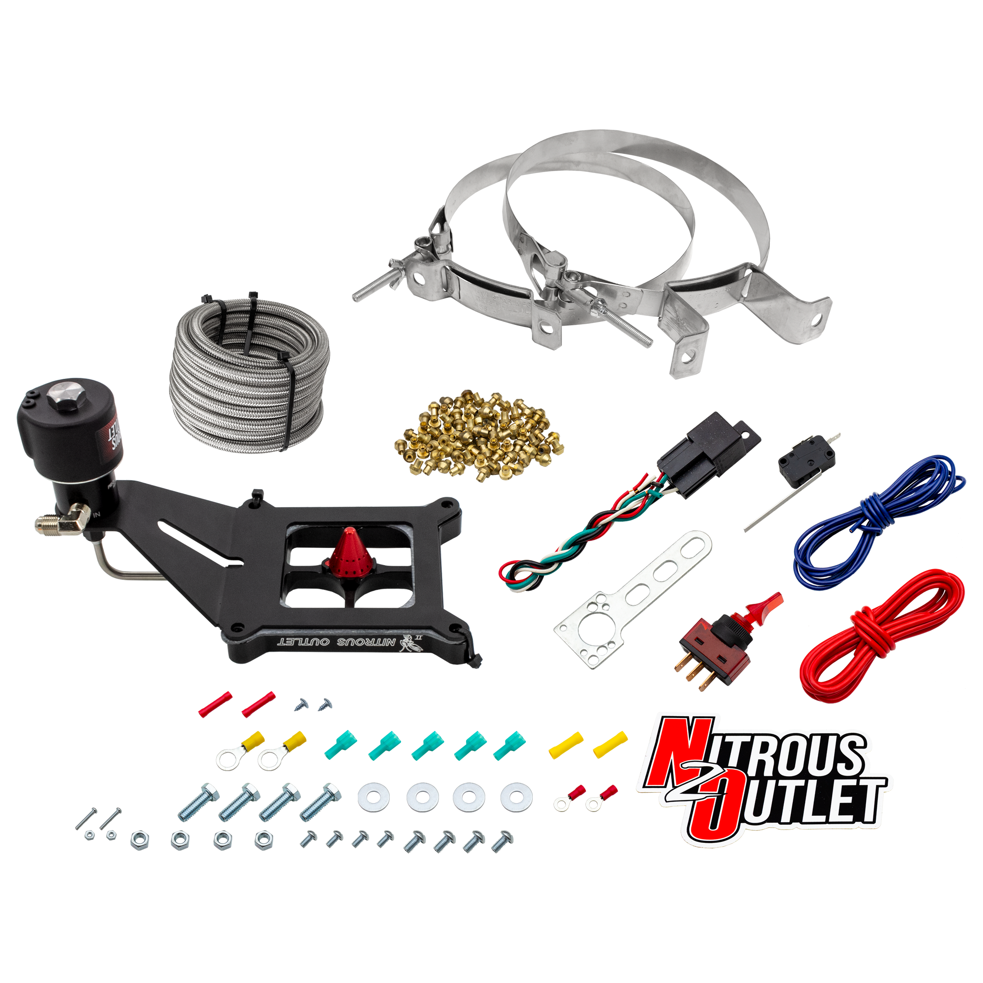 Nitrous Outlet 4150 Stinger 2 Dry Race System - Hard-line/.178 Trashcan Solenoid Nitrous Solenoid/Deep Break Solenoid Brac...