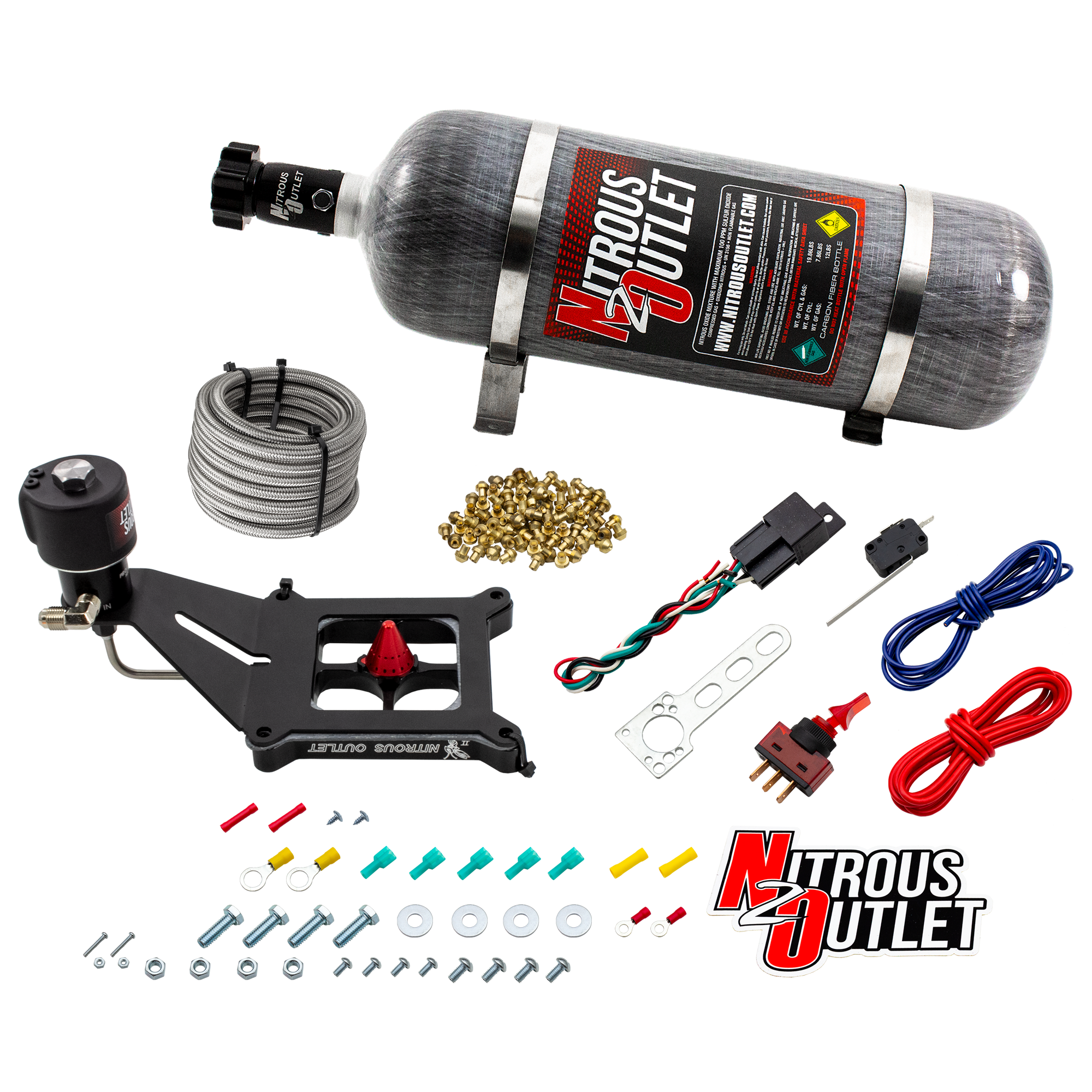 Nitrous Outlet 4150 Stinger 2 Dry Race System - Hard-line/.178 Trashcan Solenoid Nitrous Solenoid/Deep Break Solenoid Brac...
