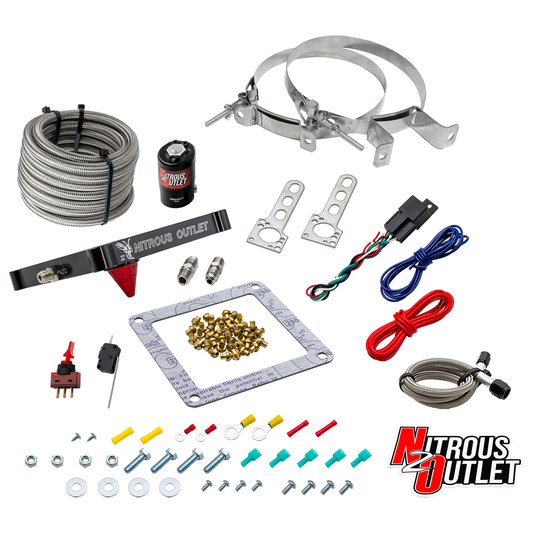 Nitrous Outlet 4500 Stinger 2 Dry System - Braided Hoses/.122 Nitrous Solenoid/Universal Solenoid Bracket - (50-500 HP)(No...