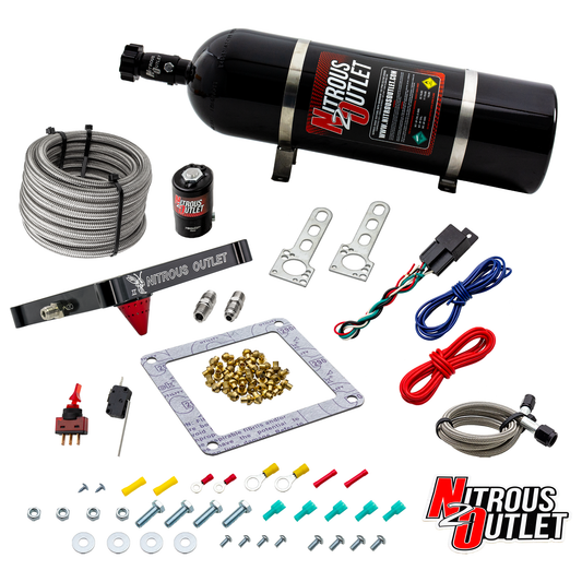 Nitrous Outlet 4500 Stinger 2 Dry System - Braided Hoses/.122 Nitrous Solenoid/Universal Solenoid Bracket - (50-500 HP)(15...
