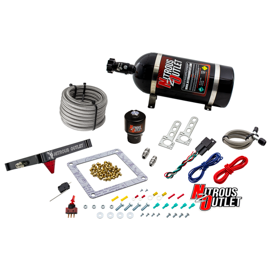 Nitrous Outlet 4500 Stinger 2 Dry Race System - Braided Hoses/.178 Trashcan Nitrous Solenoid/Universal Solenoid Bracket - ...