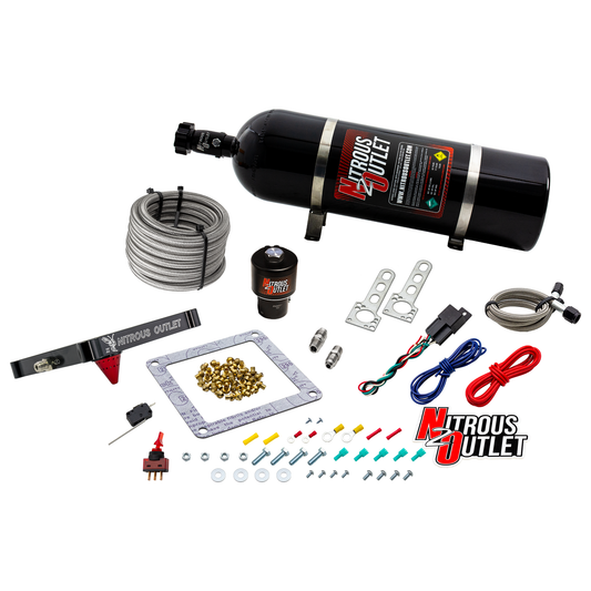 Nitrous Outlet 4500 Stinger 2 Dry Race System - Braided Hoses/.178 Trashcan Nitrous Solenoid/Universal Solenoid Bracket - ...