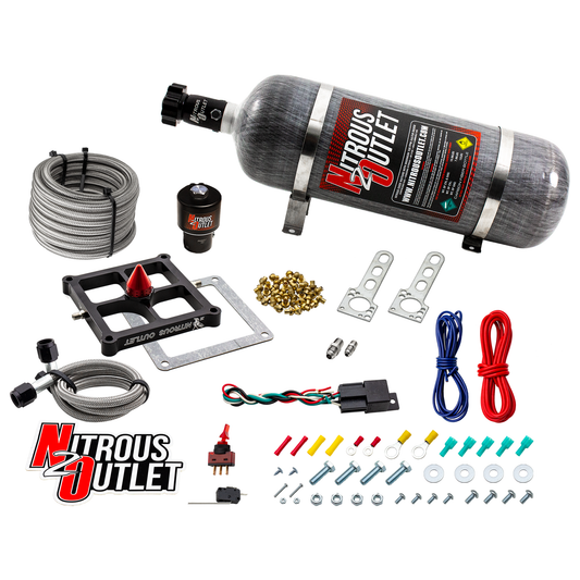 Nitrous Outlet 4500 Stinger 4 Dry Race System - Braided Hoses/.178 Trashcan Nitrous Solenoid/Universal Solenoid Bracket - ...