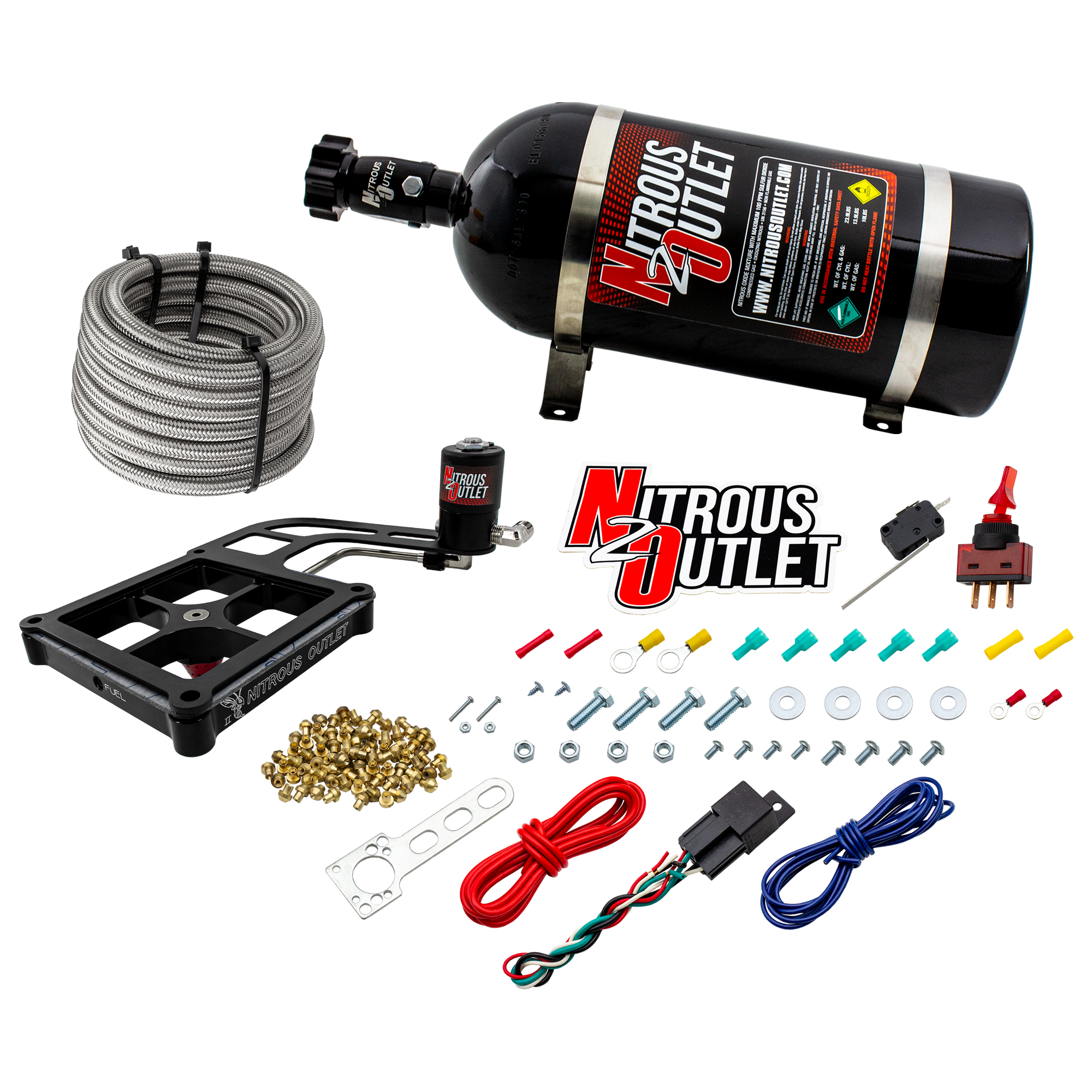 Nitrous Outlet 4500 Stinger 2 Dry System - Hard-line/.122 Nitrous Solenoid/Boomerang Solenoid Bracket - (50-500 HP)(10lb B...