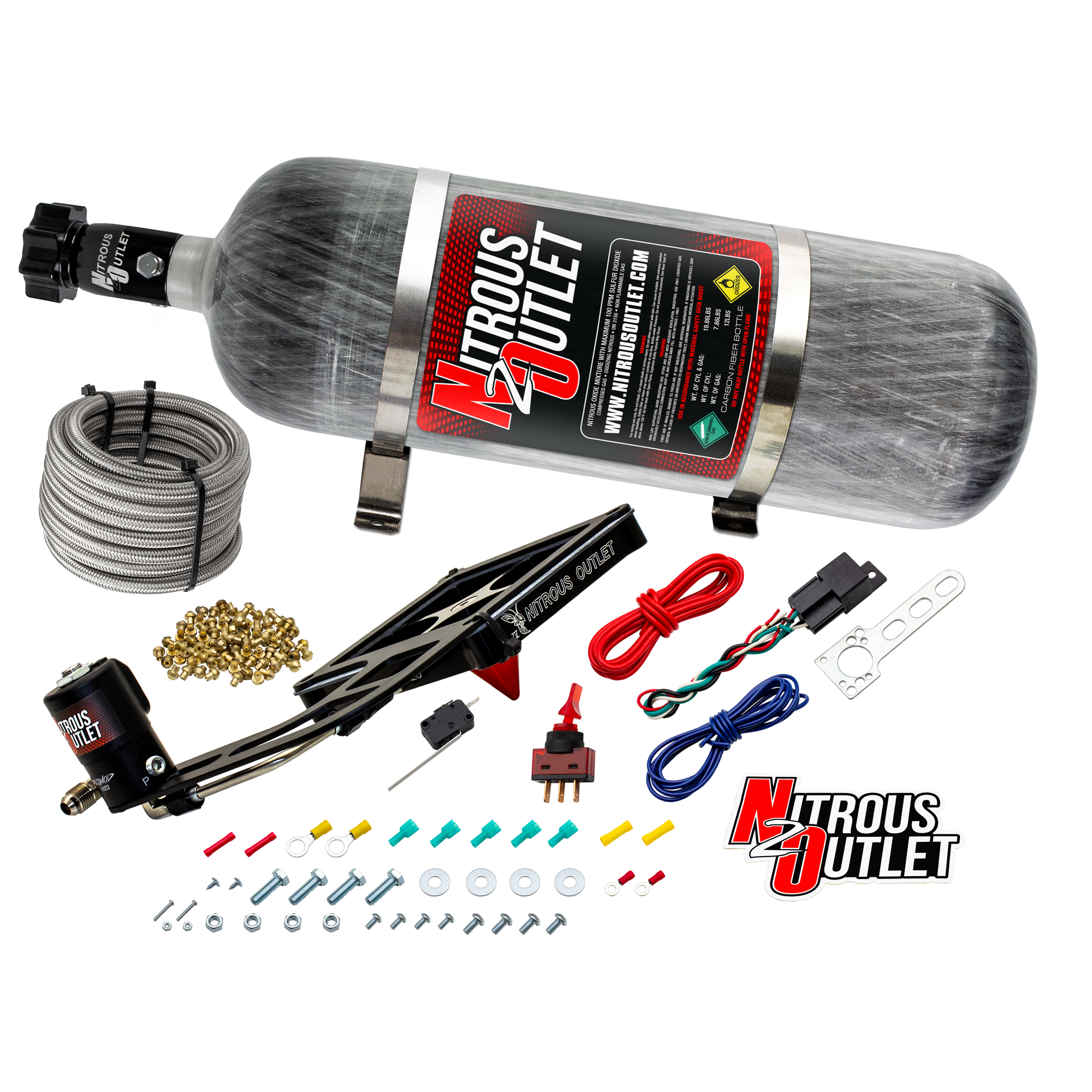 Nitrous Outlet 4500 Stinger 4 Dry System - Hard-line/.122 Nitrous Solenoid/Boomerang Solenoid Bracket - (50-500 HP)(12lb B...