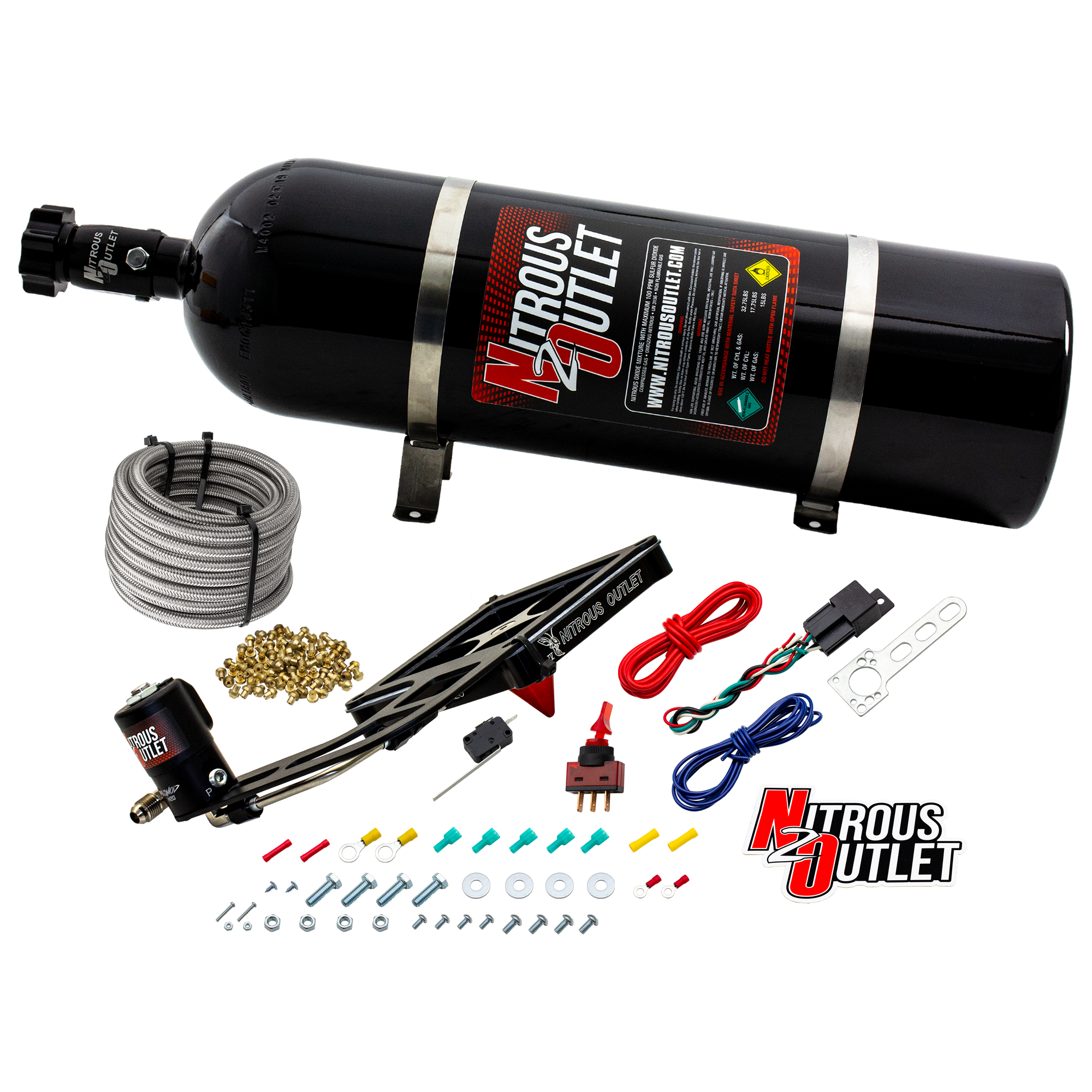 Nitrous Outlet 4500 Stinger 4 Dry System - Hard-line/.122 Nitrous Solenoid/Boomerang Solenoid Bracket - (50-500 HP)(15lb B...