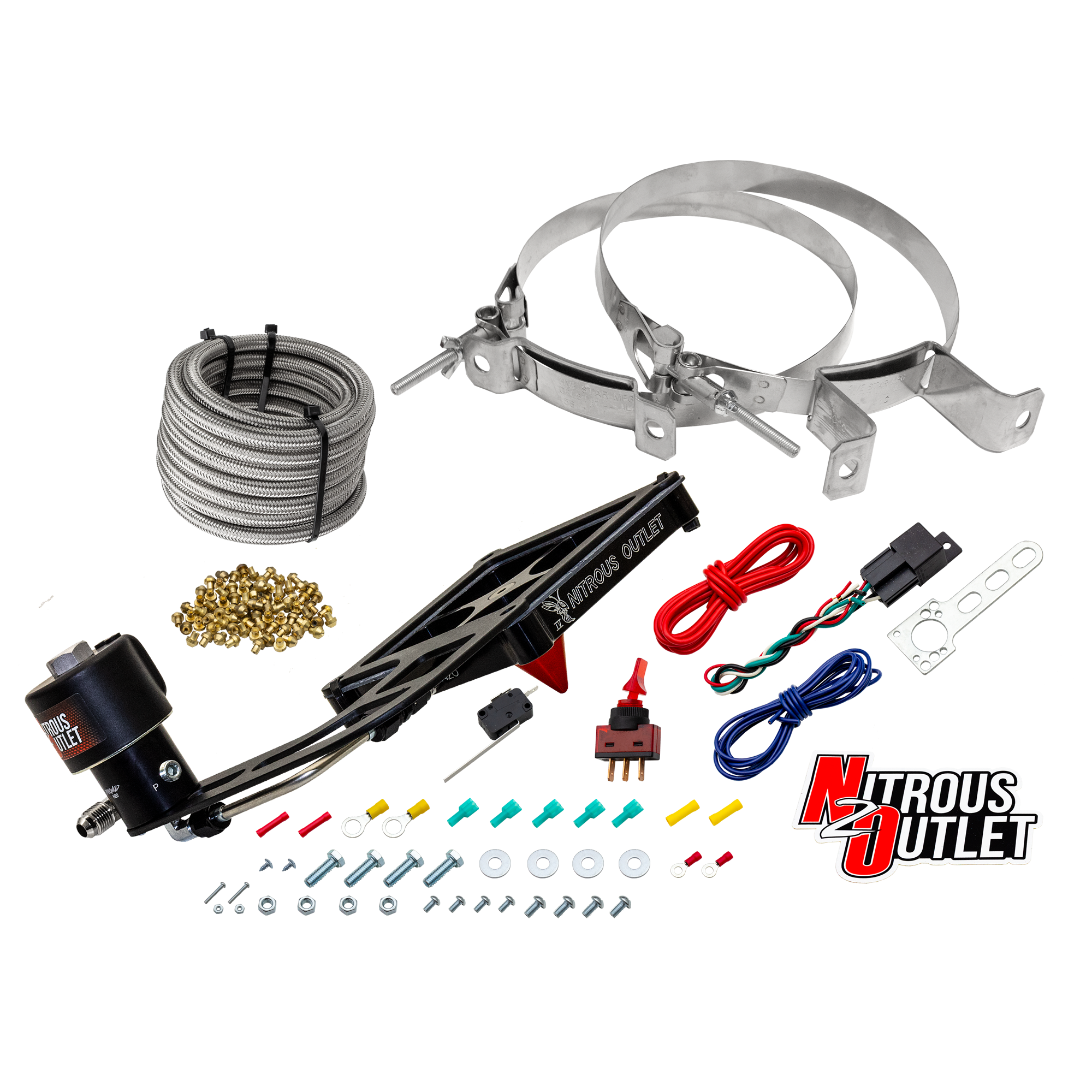Nitrous Outlet 4500 Stinger 4 Dry Race System - Hard-line/.178 Trashcan Nitrous Solenoid/Boomerang Solenoid Bracket - (50-...