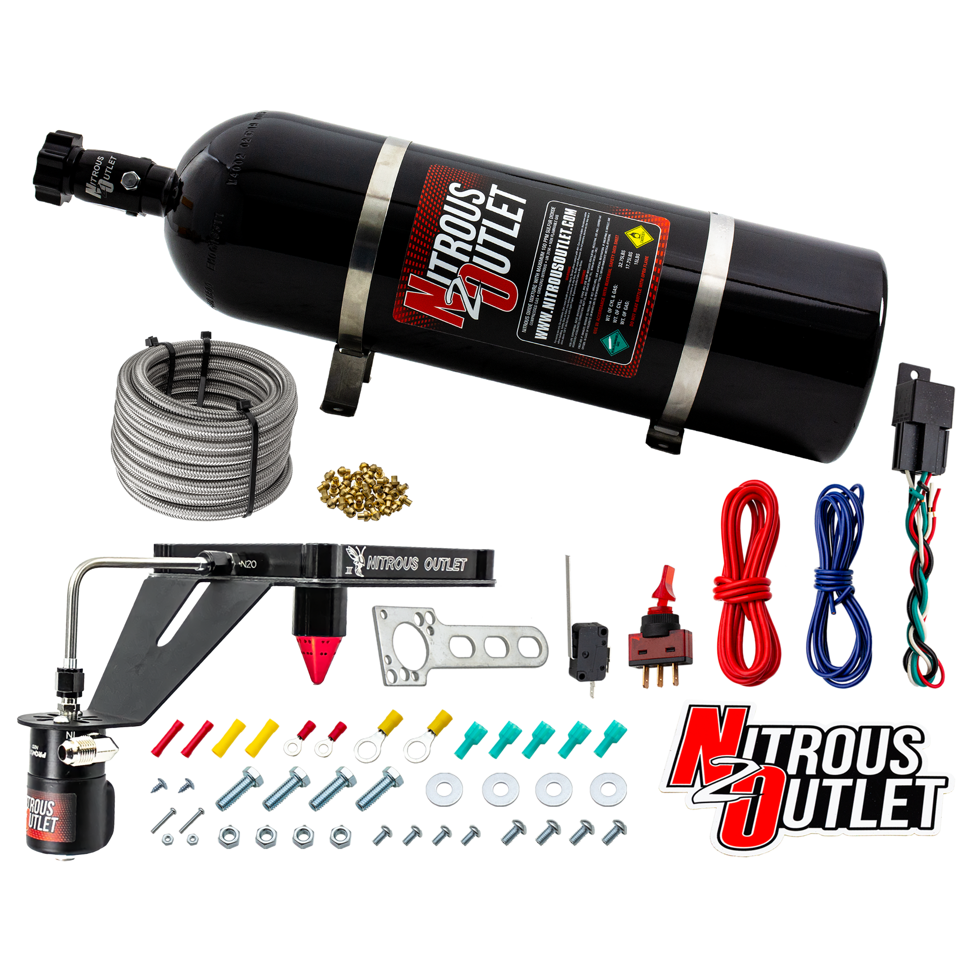 Nitrous Outlet 4500 Stinger 3 Dry System - Hard-line/.122 Nitrous Solenoid/Deep Break Solenoid Bracket/Solenoids Mount Ups...