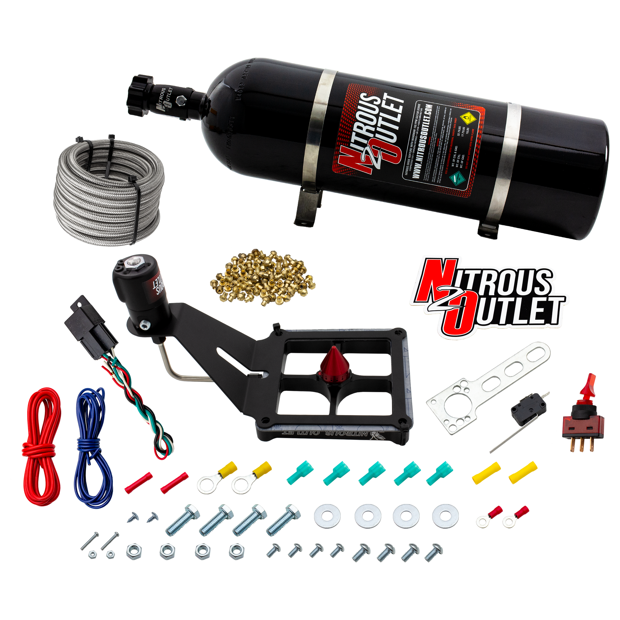 Nitrous Outlet 4500 Stinger 4 Dry System - Hard-line/.122 Nitrous Solenoid/Deep Break Solenoid Bracket/Solenoids Mount Ups...