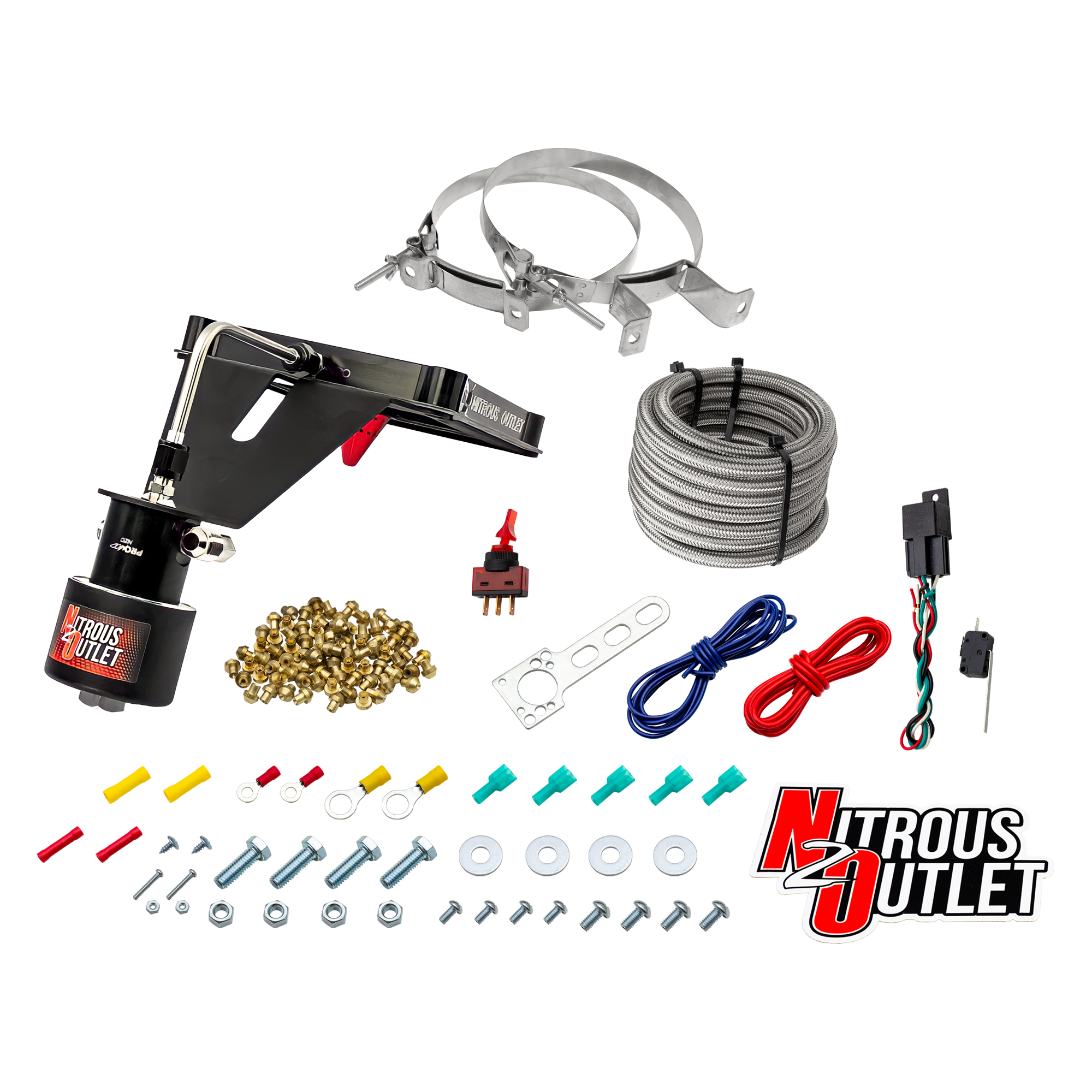 Nitrous Outlet 4500 Stinger 2 Dry Race System - Hard-line/.178 Trashcan Solenoid Nitrous Solenoid/Deep Break Solenoid Brac...