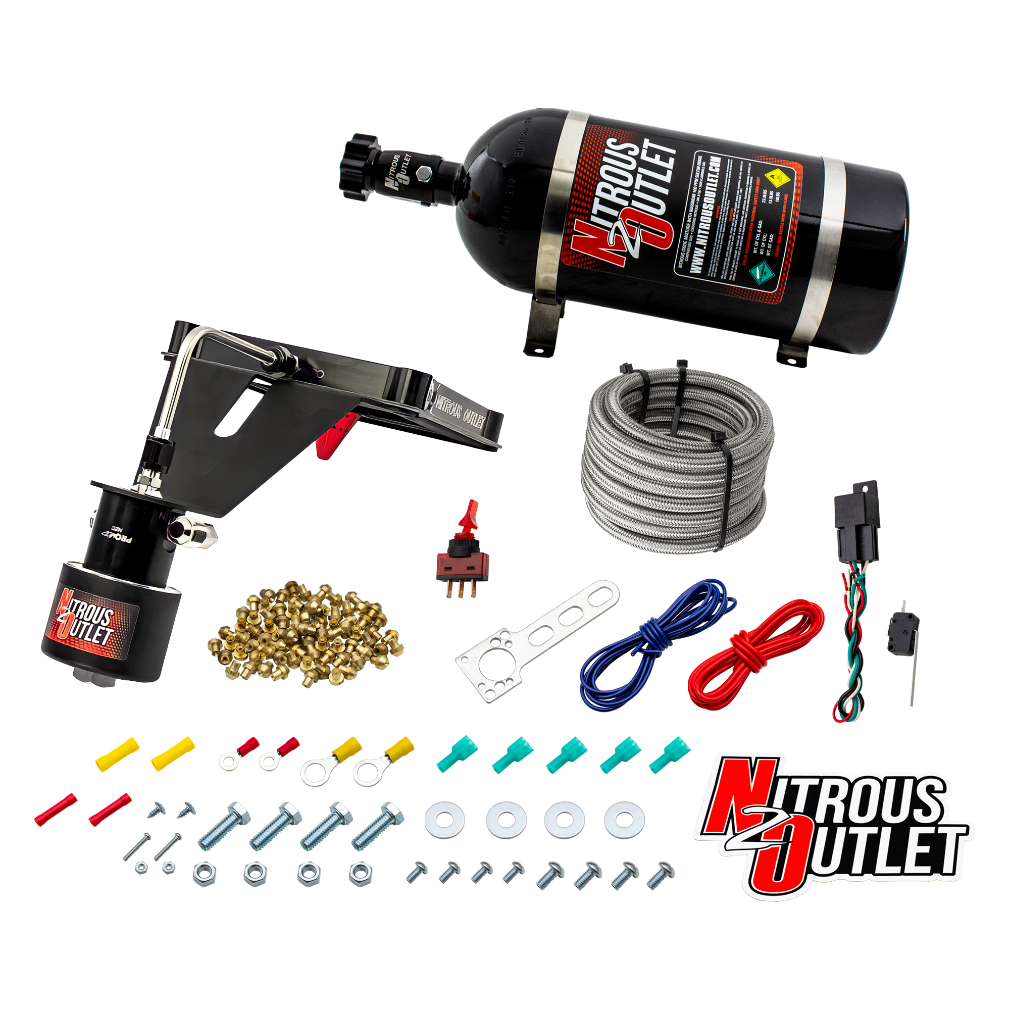 Nitrous Outlet 4500 Stinger 2 Dry Race System - Hard-line/.178 Trashcan Solenoid Nitrous Solenoid/Deep Break Solenoid Brac...