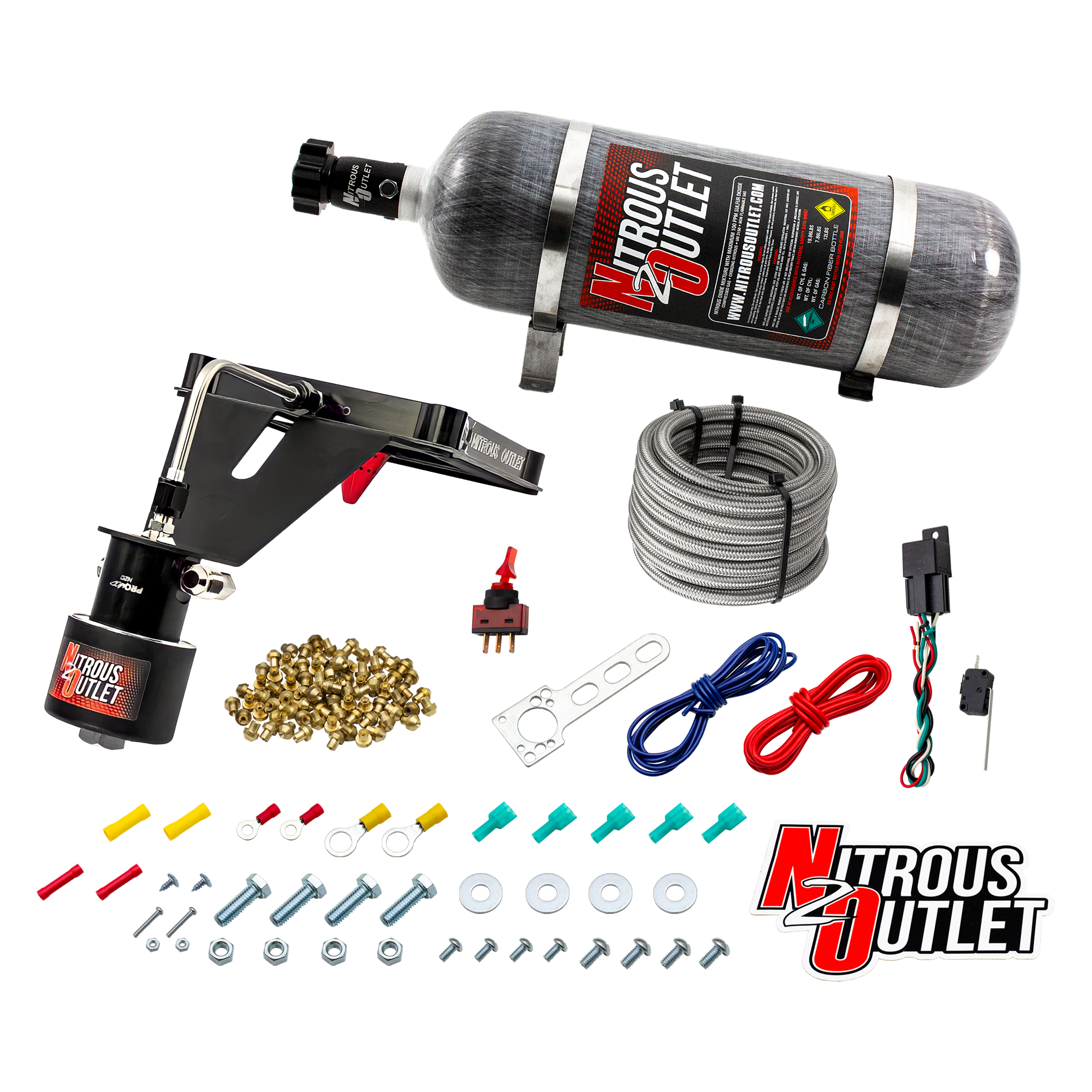 Nitrous Outlet 4500 Stinger 2 Dry Race System - Hard-line/.178 Trashcan Solenoid Nitrous Solenoid/Deep Break Solenoid Brac...