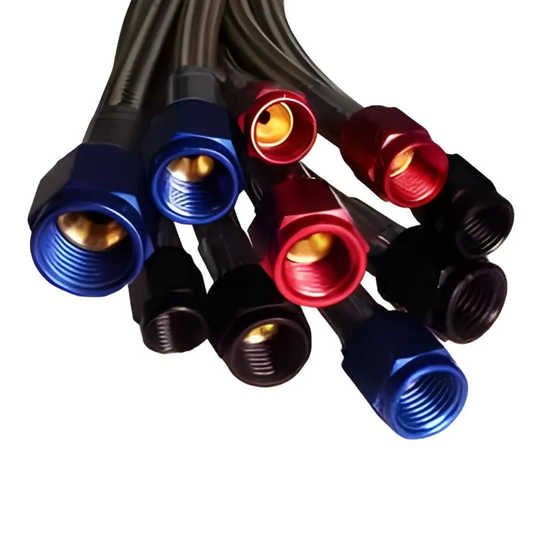 Nitrous Outlet 12" 4AN-3AN Race Stainless Braided Hose (Red B-Nuts)