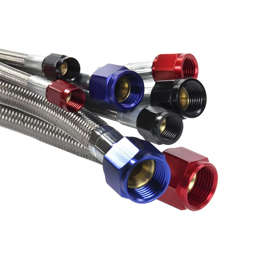 Nitrous Outlet 18" 6AN Stainless Braided Hose (Black B-Nuts)