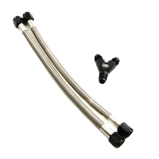 Nitrous Outlet Dual Bottle 6AN Feed Hose Kit - Two 12" Hoses/ 6AN Y Fitting