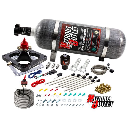 Nitrous Outlet 4500 Dry Kraken Plate System - Braided Hose/.178 MOD Trashcan Nitrous Solenoid/Universal Solenoid Bracket (...
