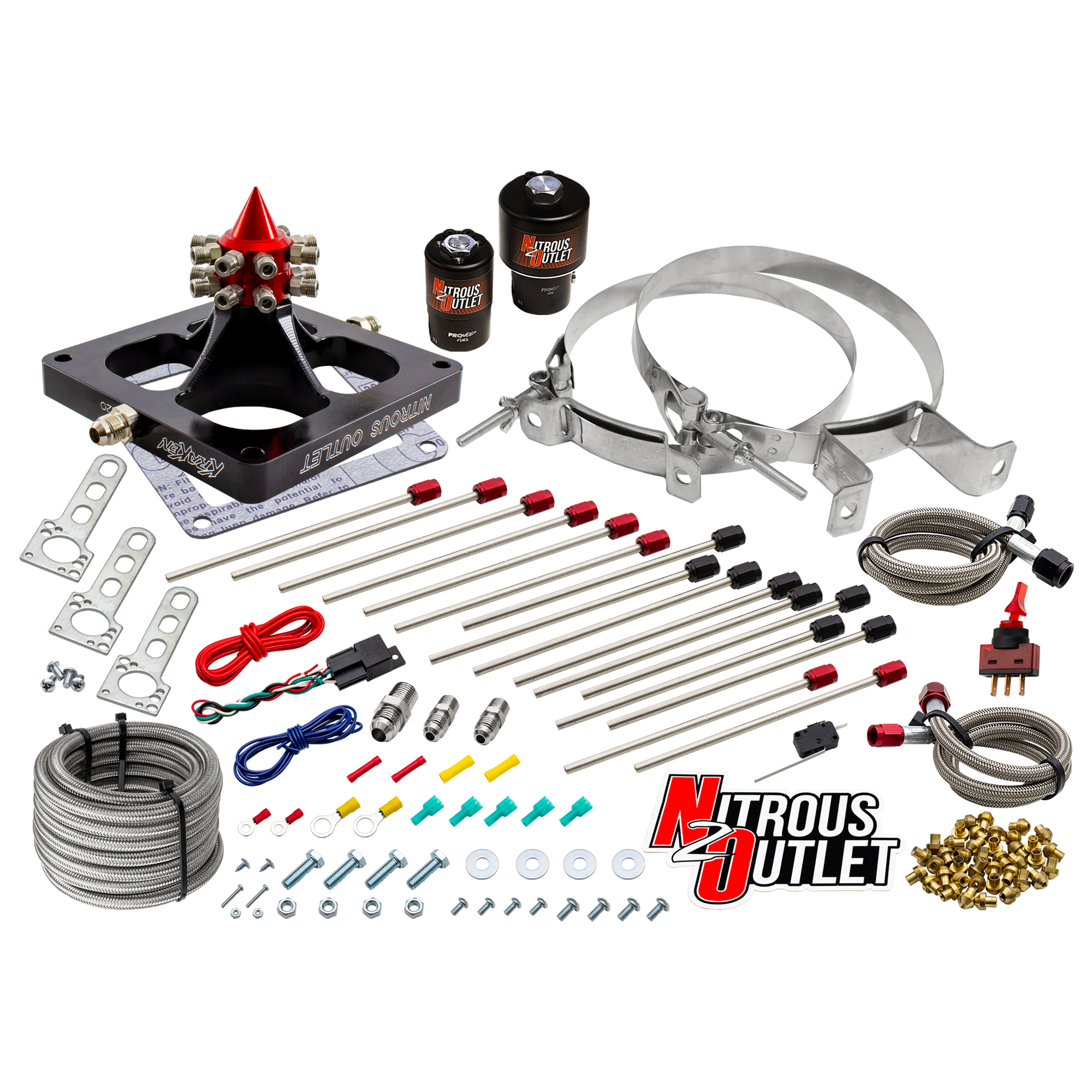 Nitrous Outlet 4500 Kraken Competition System - Braided Hose/.189 Competition Trashcan Nitrous Solenoid/.310 Fuel Solenoid...