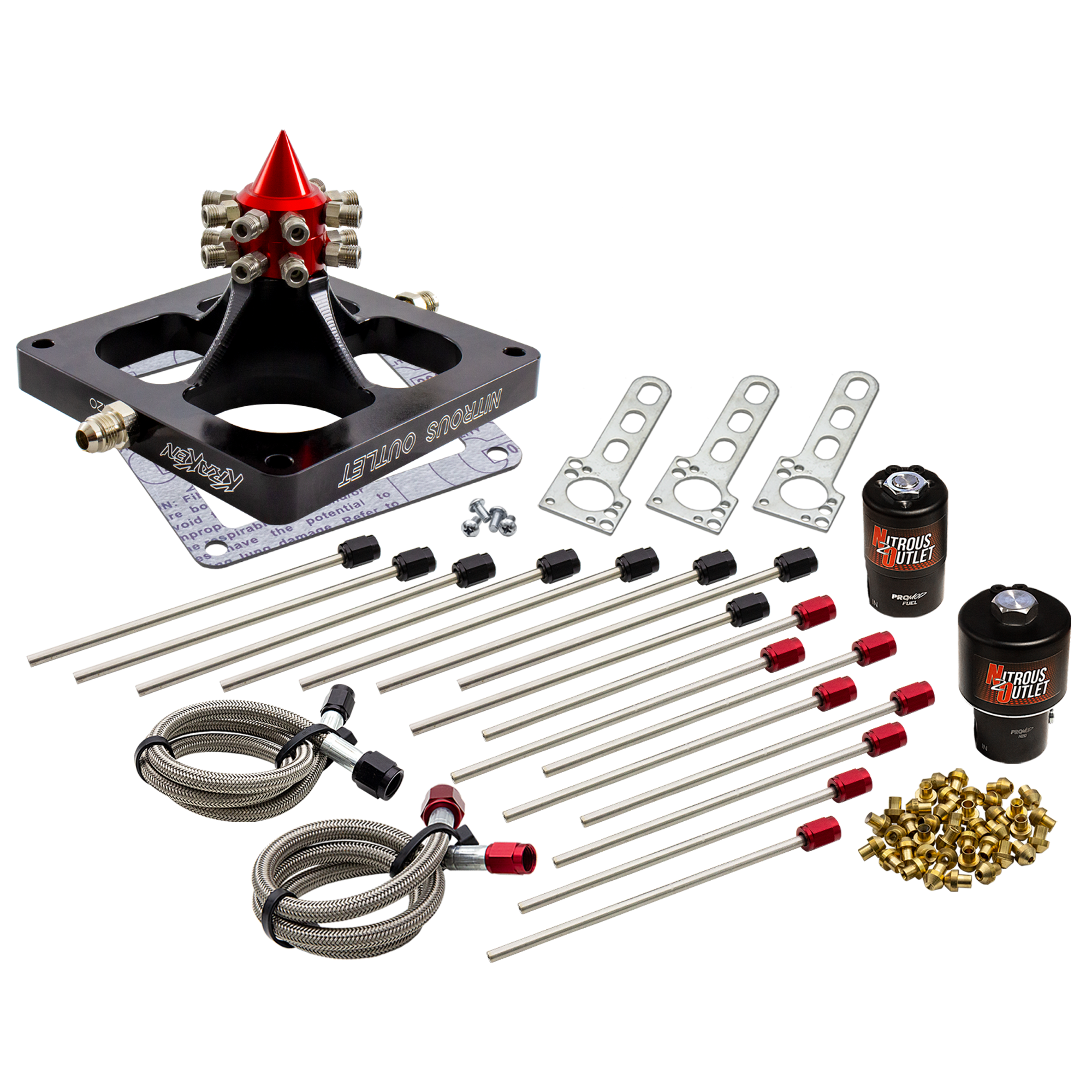 Nitrous Outlet 4500 Kraken Competition Solenoids Forward Conversion Kit - Braided Hose/.189 Competition Trashcan Nitrous S...