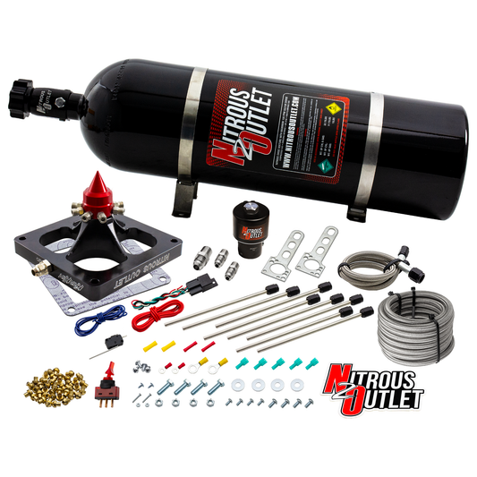 Nitrous Outlet 4500 Dry Kraken Competition Plate System - Braided Hose/.189 Competition Trashcan Nitrous Solenoid/Universa...