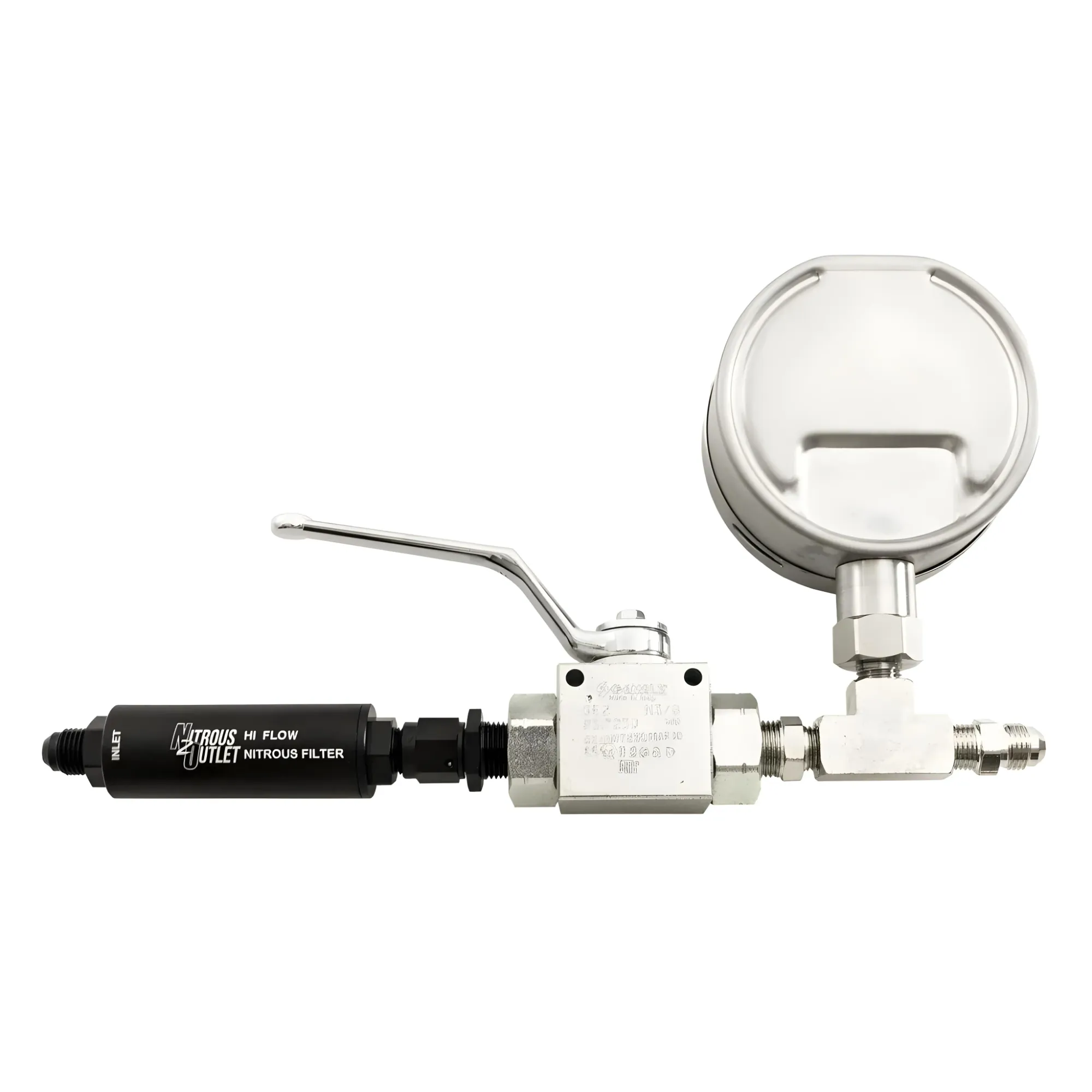 Nitrous Outlet Digital Inline Nitrous Pressure Gauge - 8AN Shut Off Valve/Nitrous Filter