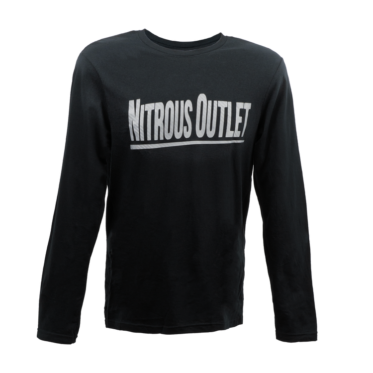 Nitrous Outlet Black Long Sleeve T-Shirt - Silver Carbon Fiber Logo - 3XL