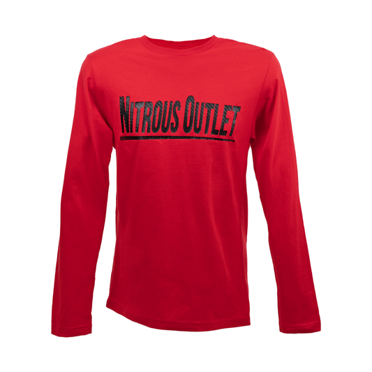 Nitrous Outlet Red Long Sleeve T-Shirt - Black Carbon Fiber Logo - 2XL