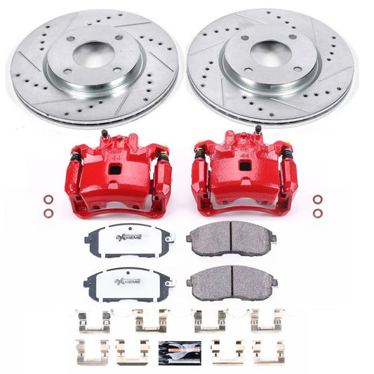 PowerStop Z26 Street Warrior brake kit with front calipers for 2007-2012 Nissan Sentra, performance disc brake system
