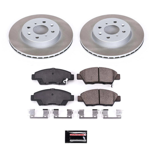 PowerStop front semi-coated rotor kit for 2015-2020 Honda Fit, high-performance brake rotor set with clean, durable finish.